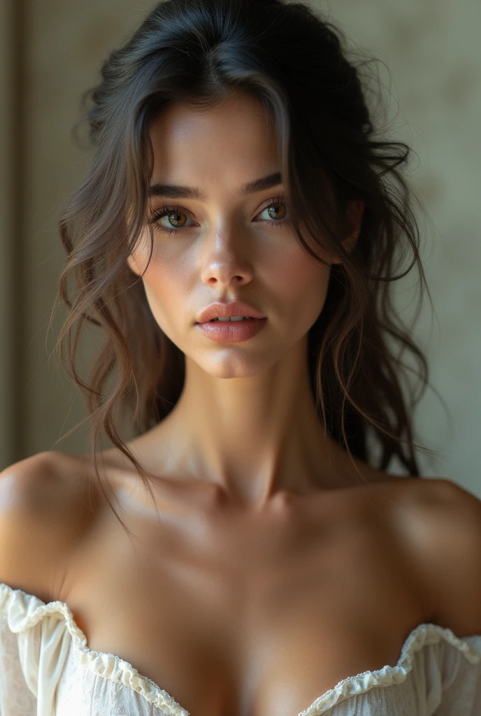 A very beautiful half-naked woman without blur 