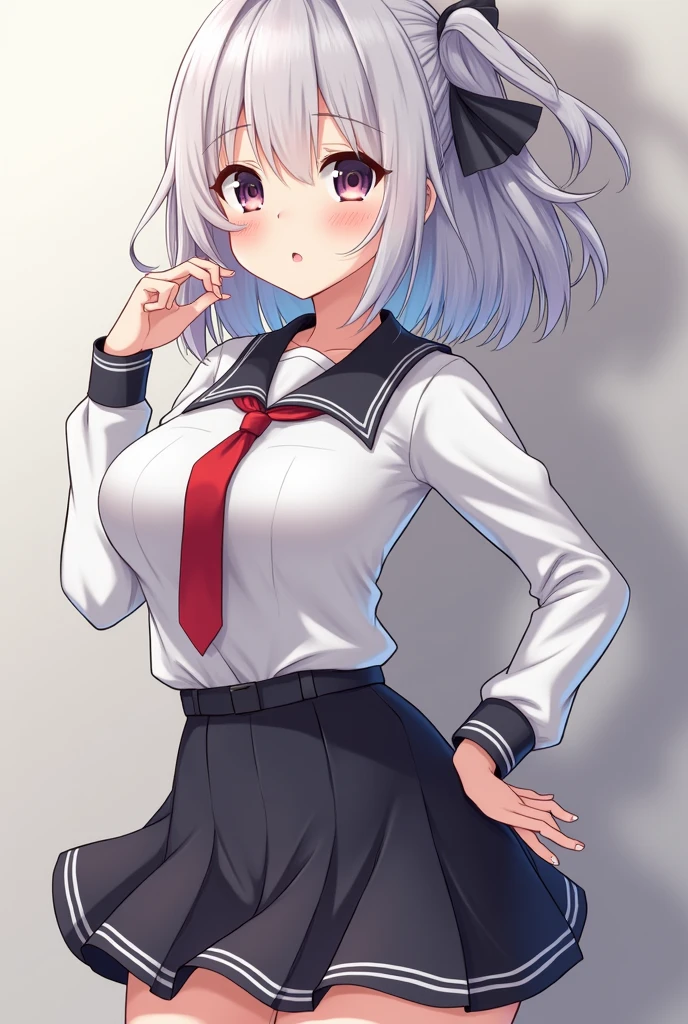 Hight school girl with silver hair anime girl with big boobs nude 
