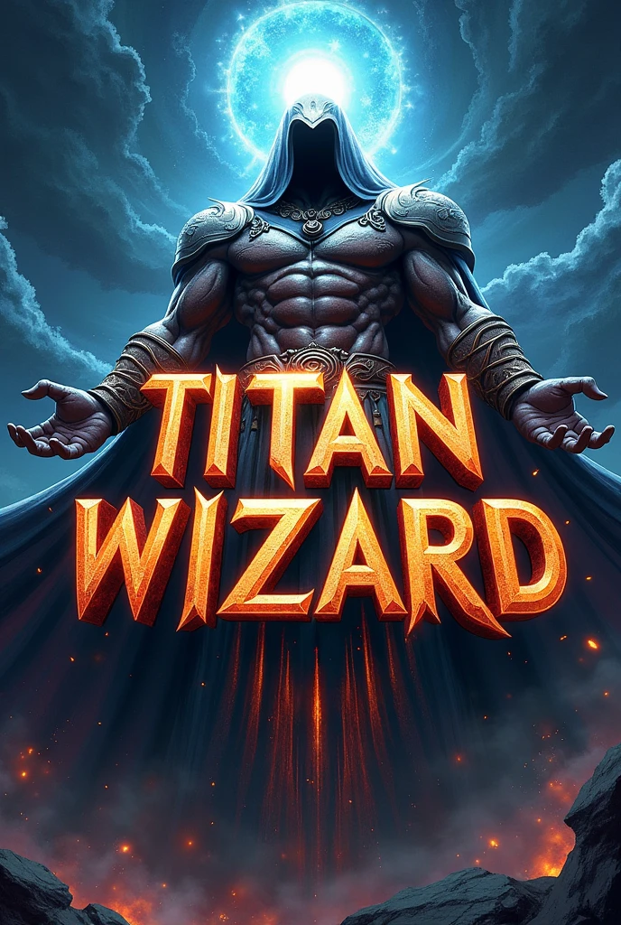 The writting of name "Titan Wizzard " In a super hero style