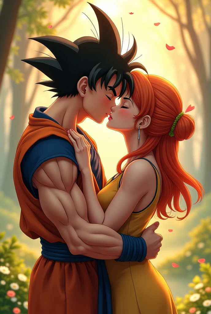 Goku kissing Bulma

