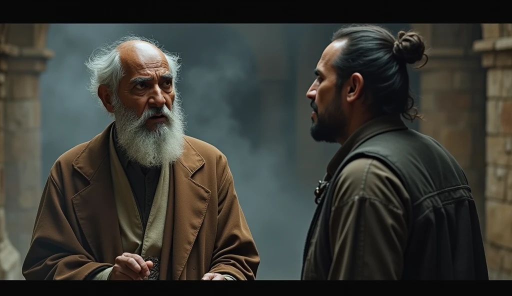 Scene 8: Ustaz Malik&#39;s anxiety - Back to the present, Ustaz Malik explained to Hasan about the creatures trapped in the dome. Ustaz Malik&#39;s face was full of fear, while Hasan looks serious and ready to help.

