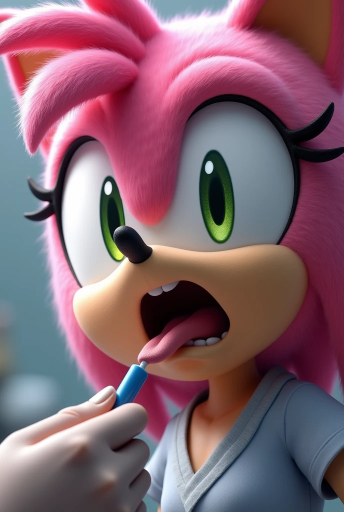 amy rose open mouth with tongue depressor