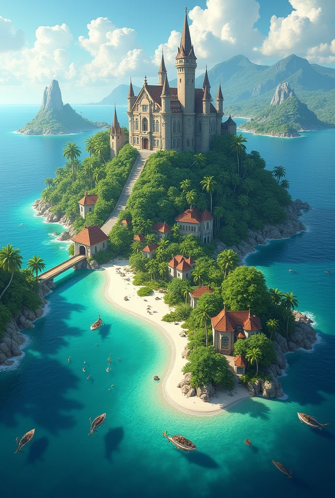 Paradise islands with a castle