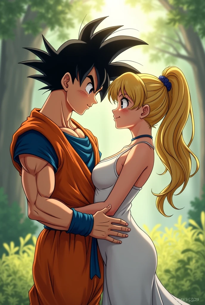 Goku touching Bulma&#39;s tits 
