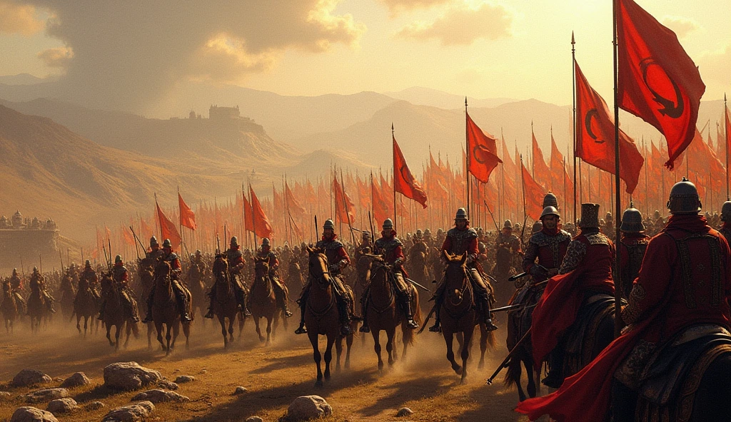 with 5,000 archers, 3,000 cavalry, and 2,000 janissaries (elite soldiers). 