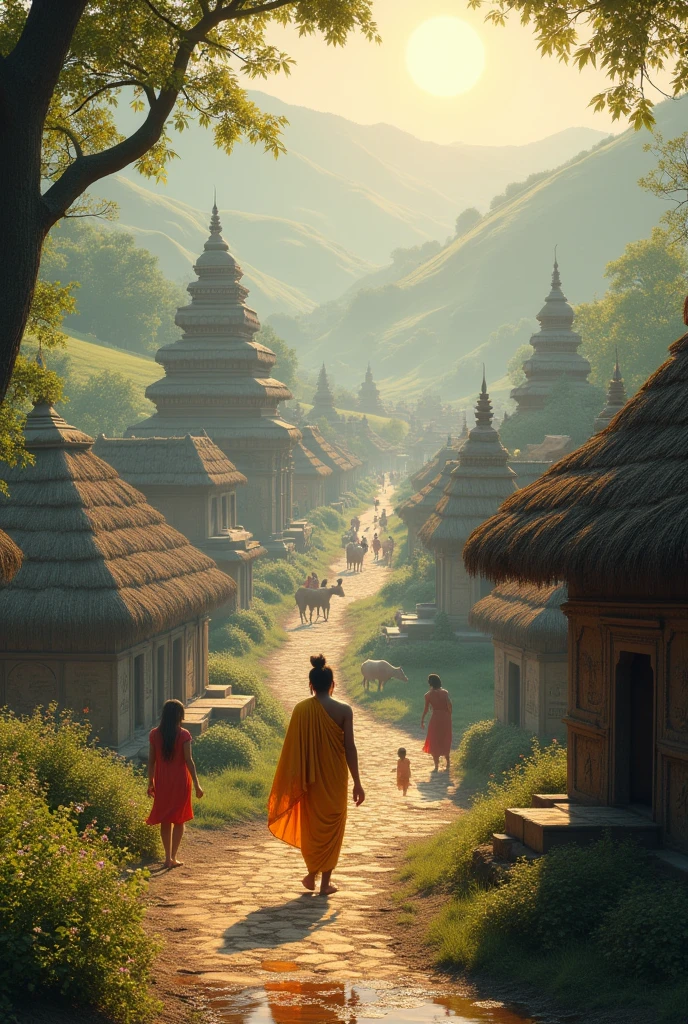 Background screen for lord Krishna related photos to edit,1000 year before old beautifull village