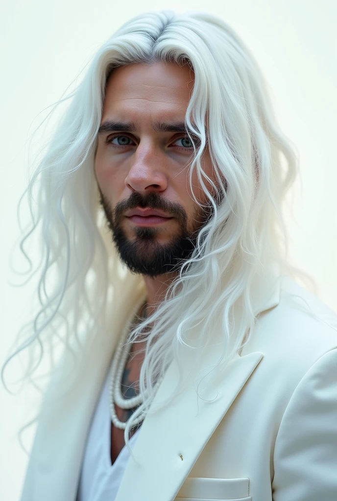 Messi is a rapper with long hair which colour is white and also wearing white dress