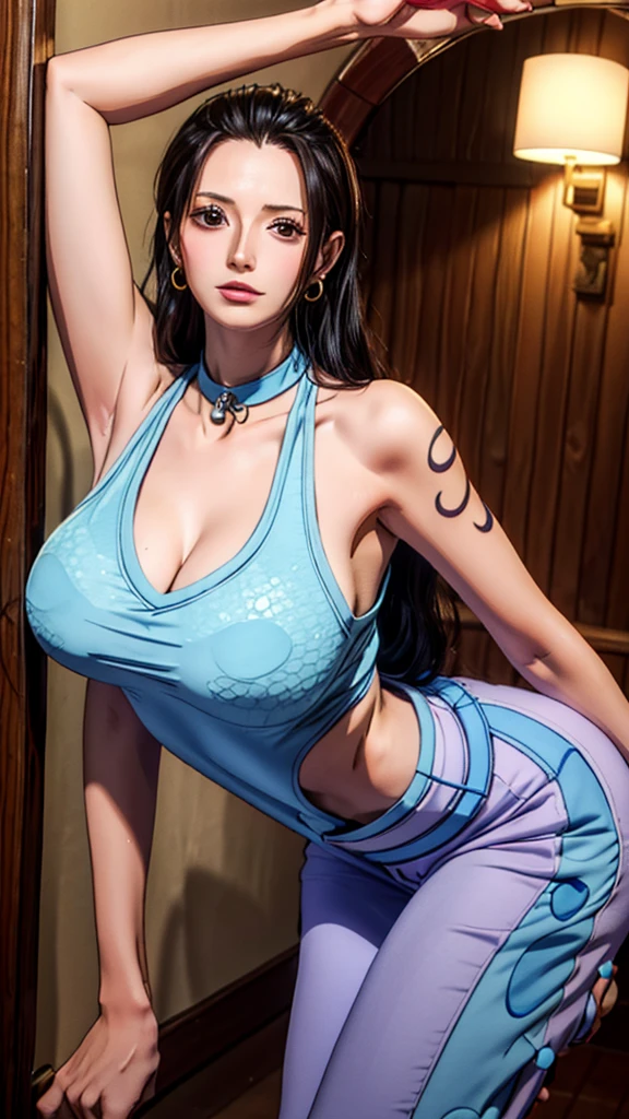 masterpiece, highest quality, Beautiful woman, whole body, Detailed hairstyle, I was sweating, Hoop Earrings, golf bangle, choker, Mature Woman, indoor, nico robin, sunglasses, Wear glasses on your head, Long Hair, big breasts long_Tracksuits, Yoga pants,(8k,RAW Photos),(Best Quality),(Masterpiece Loose),(Realistic,)(Realistic),(High resolution),Hyper Detail,(Gentle Realism:1.1),Beautiful Face, (1 Female:1.1),High resolution), (8k), (Very detailed), (4K), (Pixiv), Perfect Face, Beautiful eyes and face, (highest quality), (Very detailed), Detailed face and eyes, (alone), Textured skin, absurdes, High resolution,