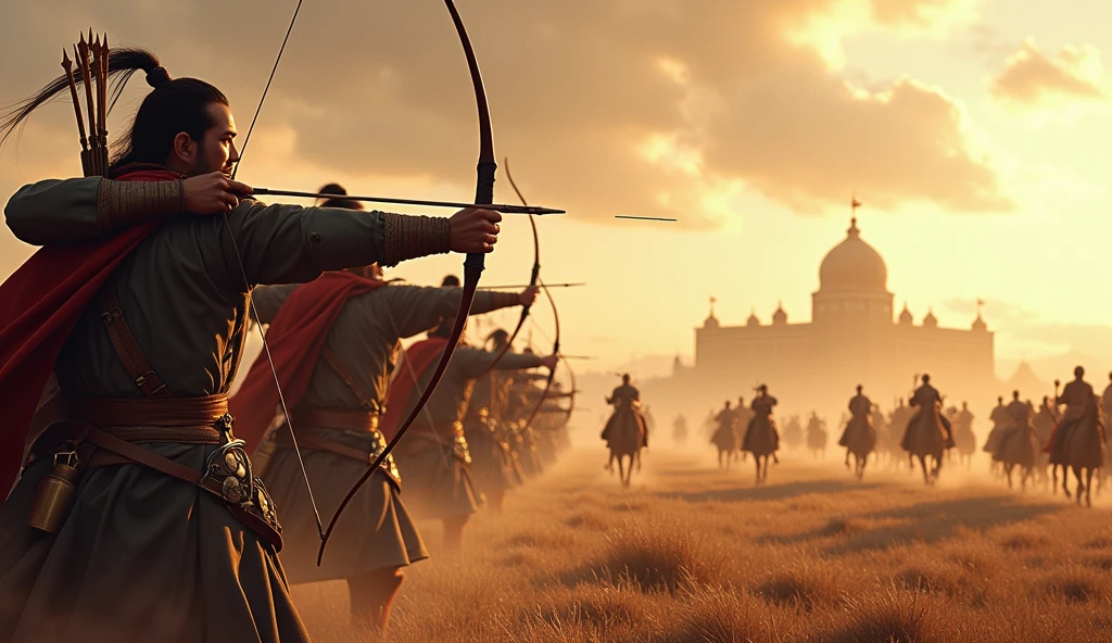 As the Mongols approached, the Sultan's archers unleashed a hail of arrows,