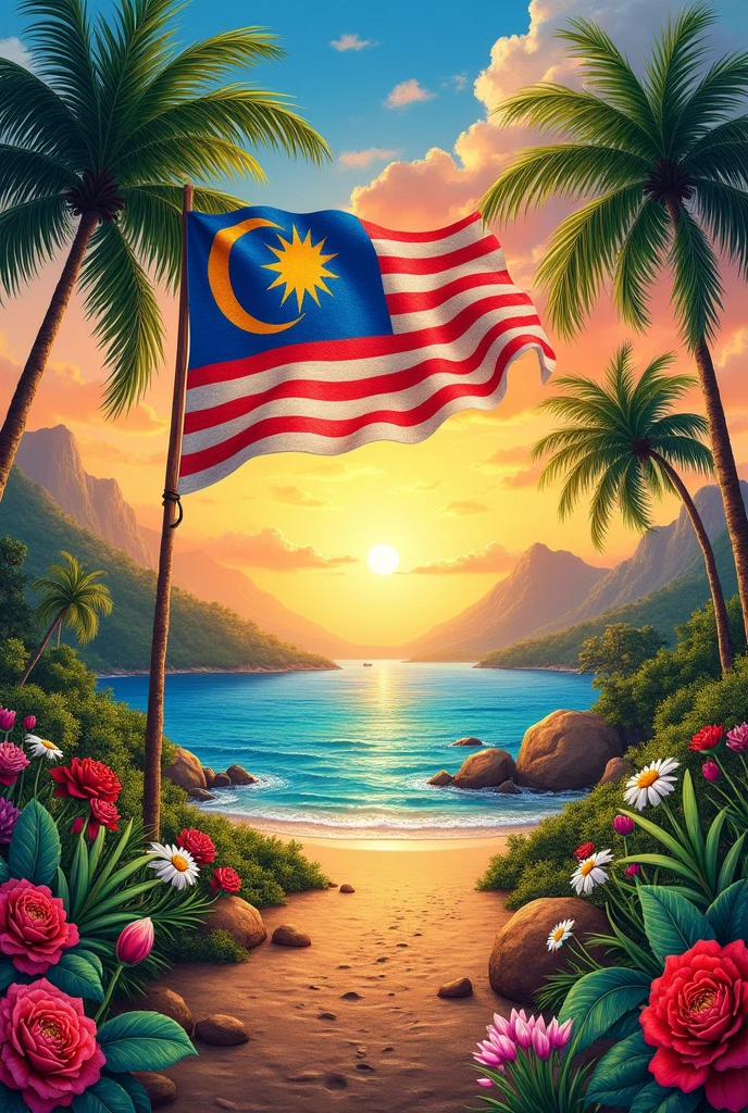 Malaysia Merdeka poster idea for competition. Color pencil. No people