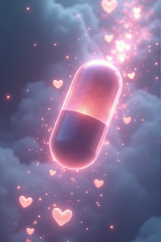 a capsule that opened and release hearts and medicine
