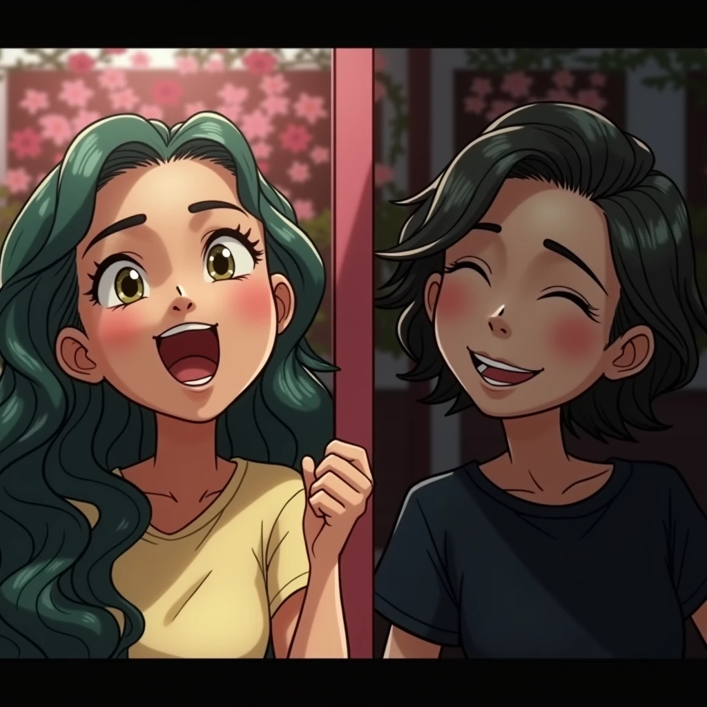 Two best friends hugging and happy