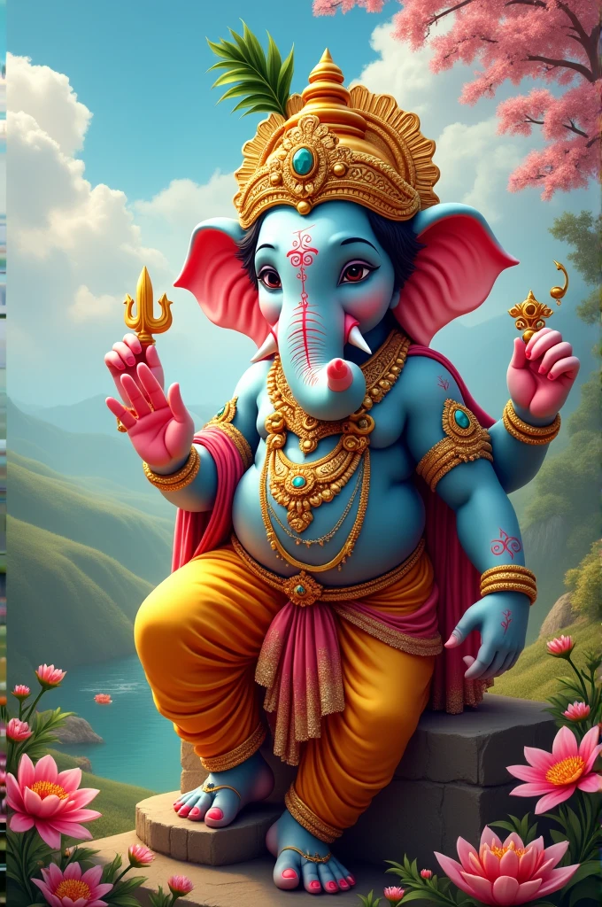 Draw a picture of Ganesha looking like Lord Krishna and write Krishna Janmashtami wishes and irakalgada gajaa
