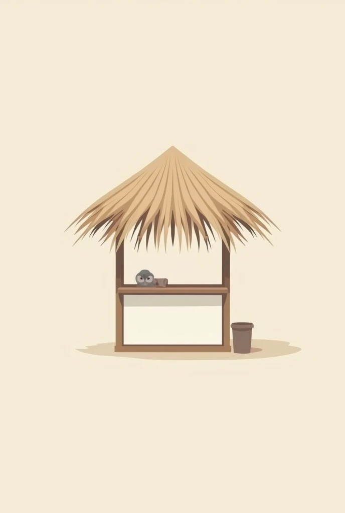 Create blank vector of front of a kiosk with dry triangle palm roof for logo without details
