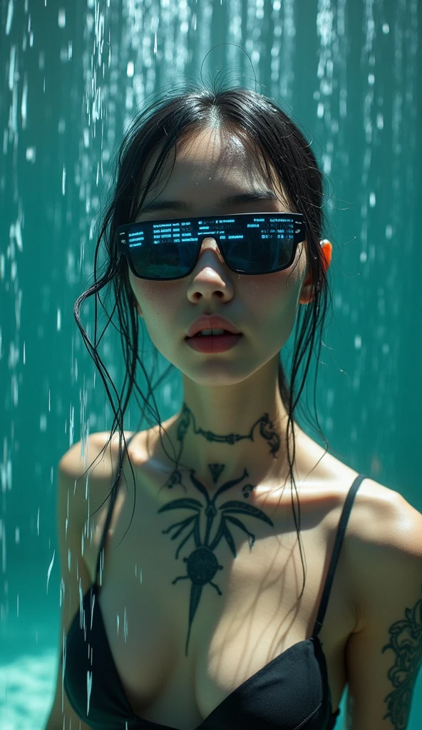 The girl is proud (Very detailed: 1.2), (Canon EOS R6 Top Quality: 1.2), (8k: 1.0), (EMB-RRF-低: 1.0), (A large black tattoo appears across the center of his cybernetic head.,Show inside, Detailed face, Hyper Detail Eyes,Wear high-tech sunglasses with a holographic display 1.2), Sharp focus (Award-winning photo: 1.2), (Scattered beneath the surface: 1.2), (Scattered beneath the surface: 1.2). 1.1) Korean models with Japan,Japan and Korean Beauties,K-Pop,Long legs,Sexy lingerie panties,Voluptuous body,細くてLong legs,Sexy pose,Bathroom,Taking a shower,get wet,(Girl in the pool),(Beautiful attention to detail,Beautiful lip detail,Very detailed目と顔,Long eyelashes),Underwear model,Fashion Underwear,Realistic:1.37,Very detailed,Professional,Sports Late,Vibrant colors,Studio Lighting,Soft pastel tones,, Dramatic lighting, (Very detailed futuristic cityscapes:1.2), (sf: 1.2). 1.2), Professionalのポートレート写真, author:WLOP Greg Rutkowski Jeffrey Simpson Alphonse Mucha