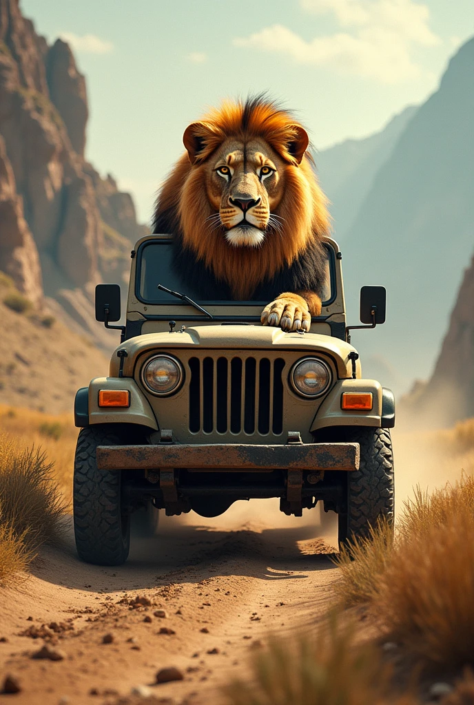 Lion driving thar