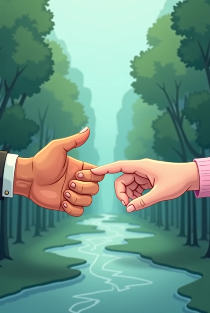 Animation of two paths coming together or two different fingers coming together.