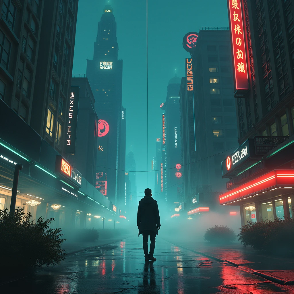 Night city surrealism jazz retro cover album. Retro art like a old vinyl cover. Alone