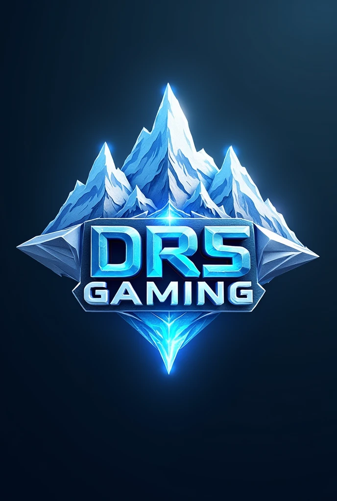Creat a esports logo of drs gaming with crystal color and mountain snow in back ground with ghost 3d