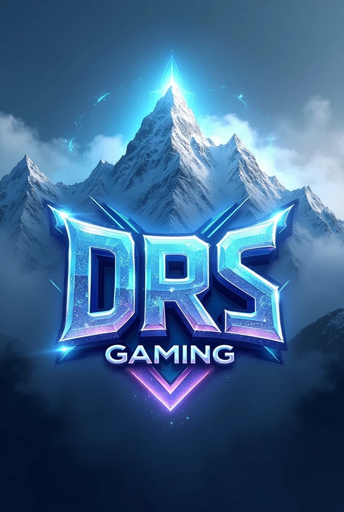 Creat a esports logo of drs gaming with crystal color and mountain snow in back ground with ghost in back ground