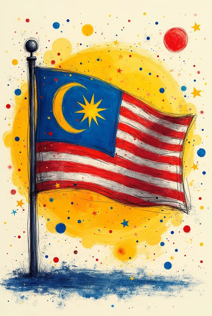 Malaysia Merdeka poster idea for competition. Color pencil. Doodle simple