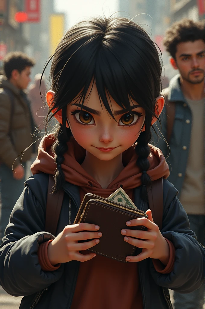 generate an girl snatching wallet 
