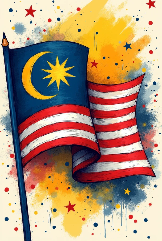 Malaysia Merdeka poster idea for competition. Color pencil. Doodle simple
