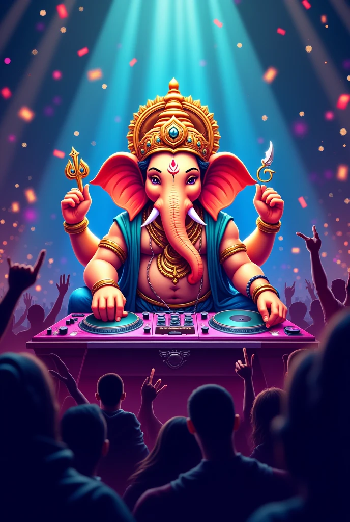 make a logo like Ganesh operating DJ in crowd place  and add text irakalgada gajaa 