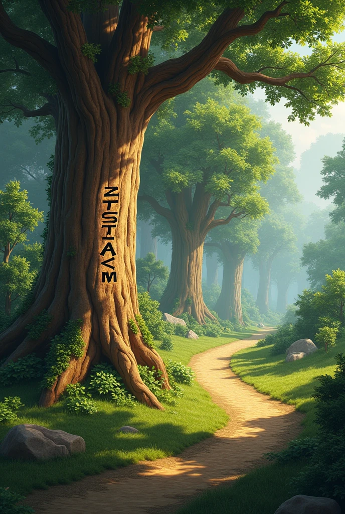 Hisham's name on a tree line