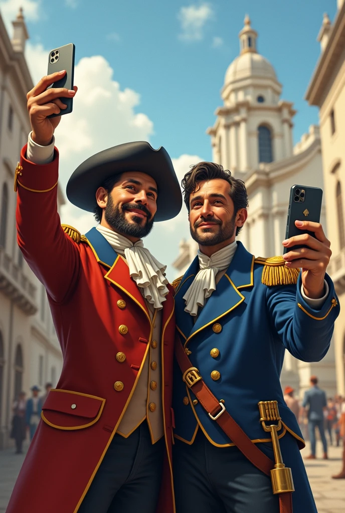 General San Martín and General Belgrano taking selfies at historic moments in the country .