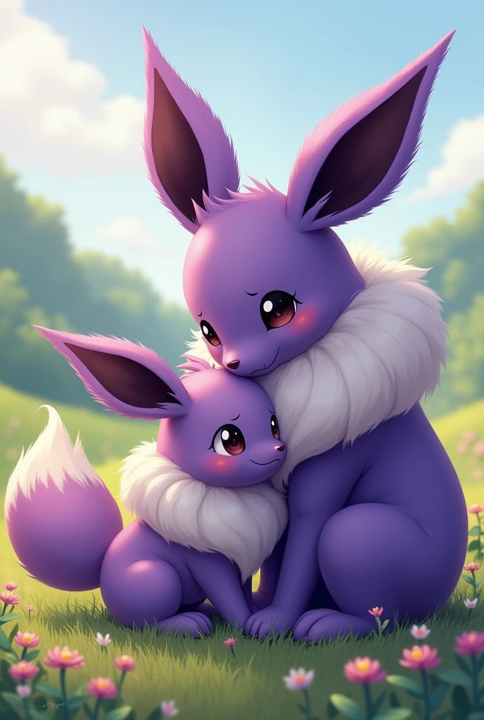Eeveelutions, umbreon, espeon, sylveon,((best quality)),((masterpiece)),((very detailed)),((cartoon art style)), standing, black sunglasses, looking at the viewer, breasts,public pool, smiling, (three heads)