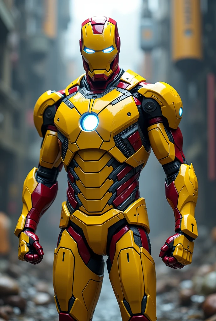 iron man with wearing X-Men yellow suit