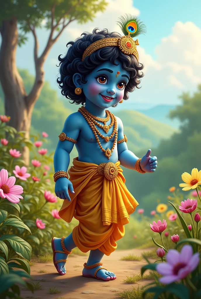 Create a imaje of little krishna for janmastami  some different 