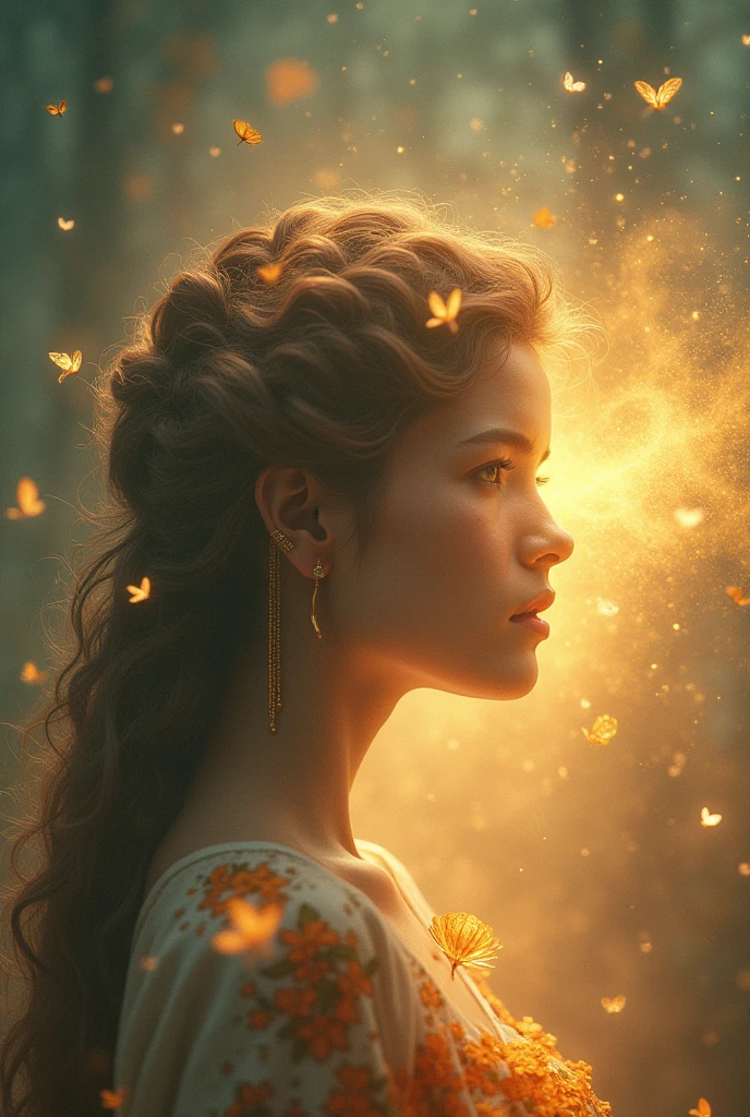 I am her lost dream that is on her path seeking freedom and that appears in this beautiful portrait full of emotions and messages that are seen in this image , The message I want to say is that I really exist, very real., 48k rule of thirds atmosphere of nostalgia colors of hope but above all of faith