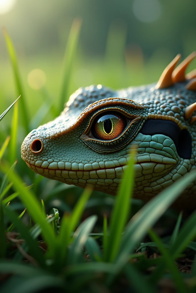 reptile eye among the grasses