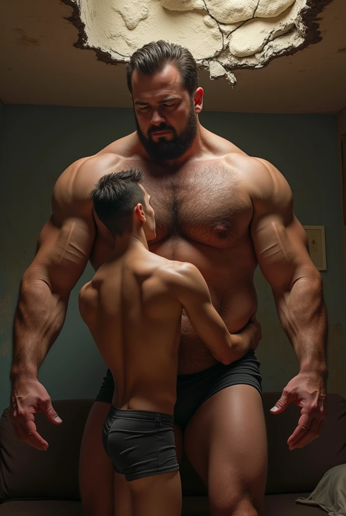 Chris evans sucking another mans willy on the couch. Realistic 4k Realism size difference head reaching on the ceiling size difference growing size Cracks the ceiling wearing tank top wearing swimming trunks size height difference kiss tall adult male cramped 