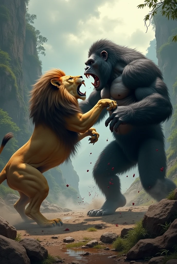 Lion death gorilla