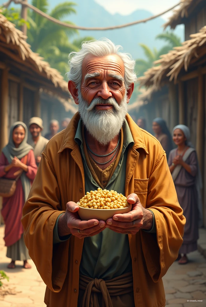 You can create an old man by giving money to his village