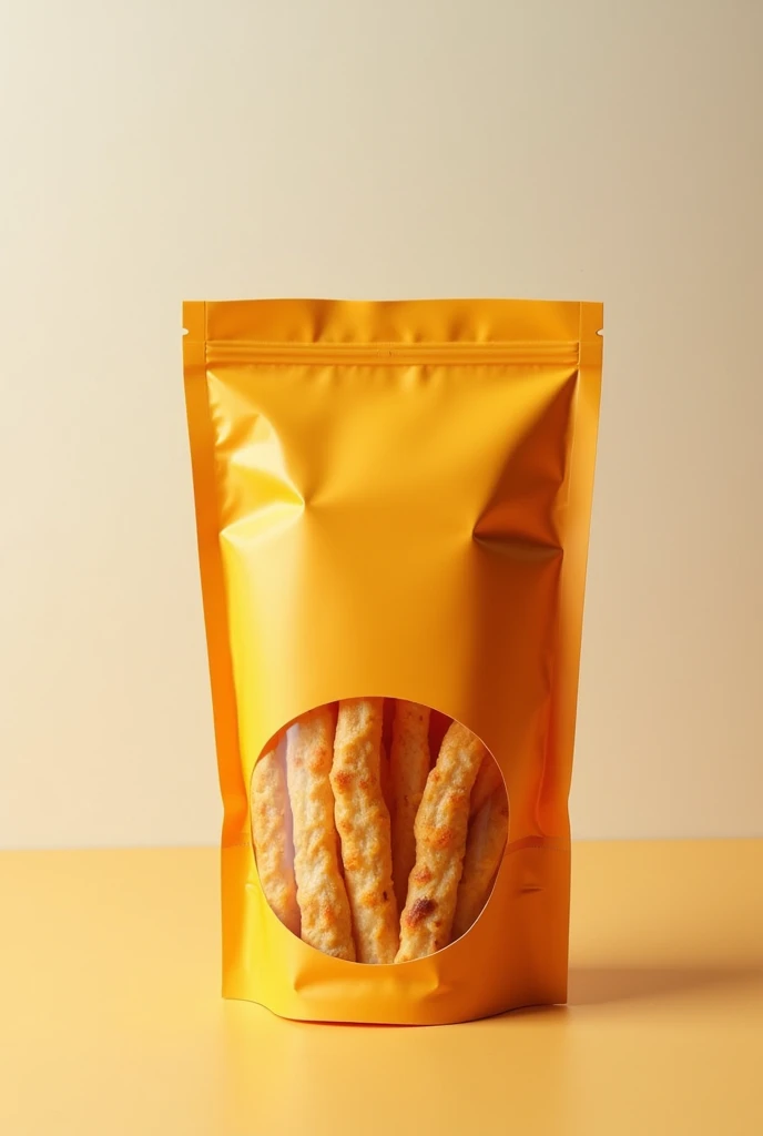 Make me a picture of a doypack bag filled with cheese sticks