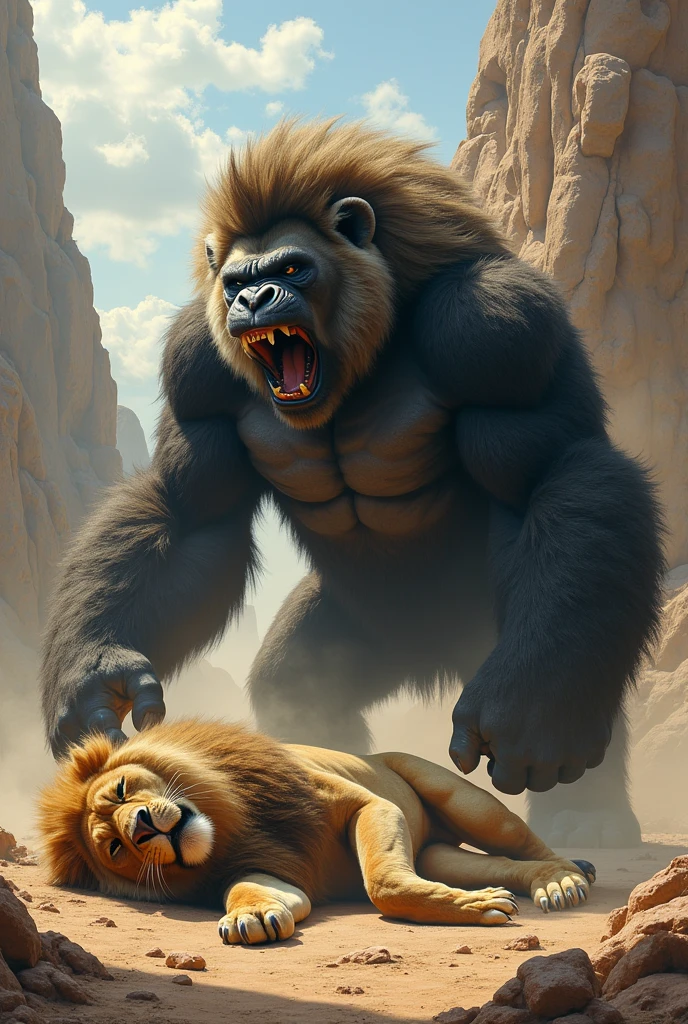 Gorilla vs lion dead gorilla