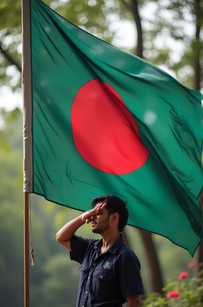 Bangladesh flag saluting 