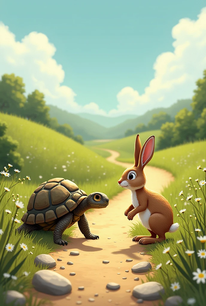 One day the tortoise, tired of the hare showing off, agreed to have a running competition. “You may be fast, but I am persistent”, he said.