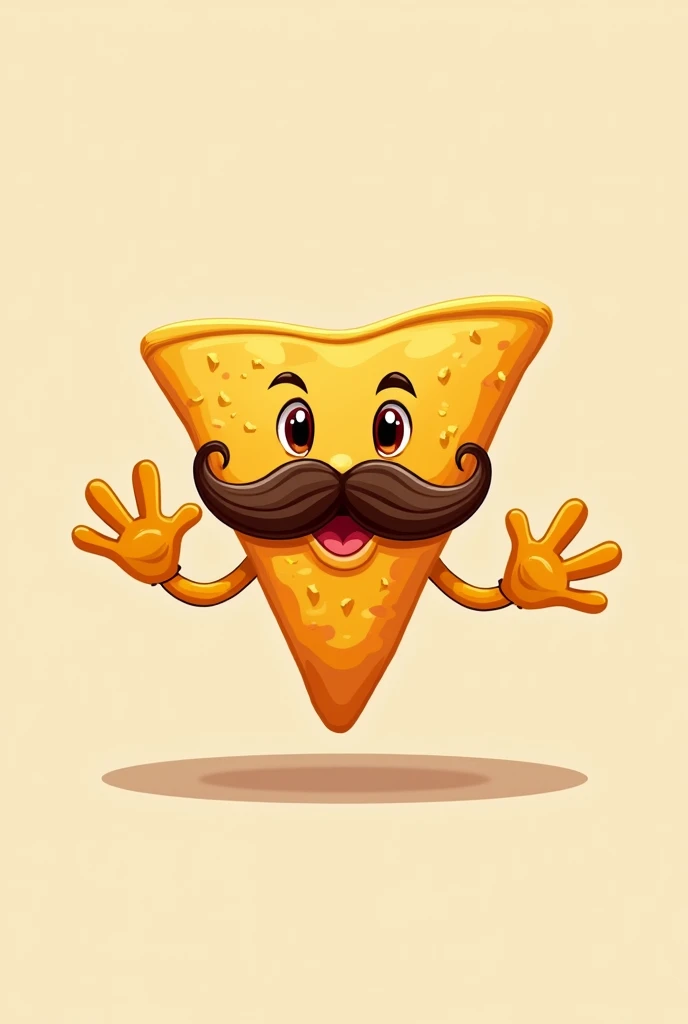 Create me a logo of a Mexican nacho with a mustache and hands