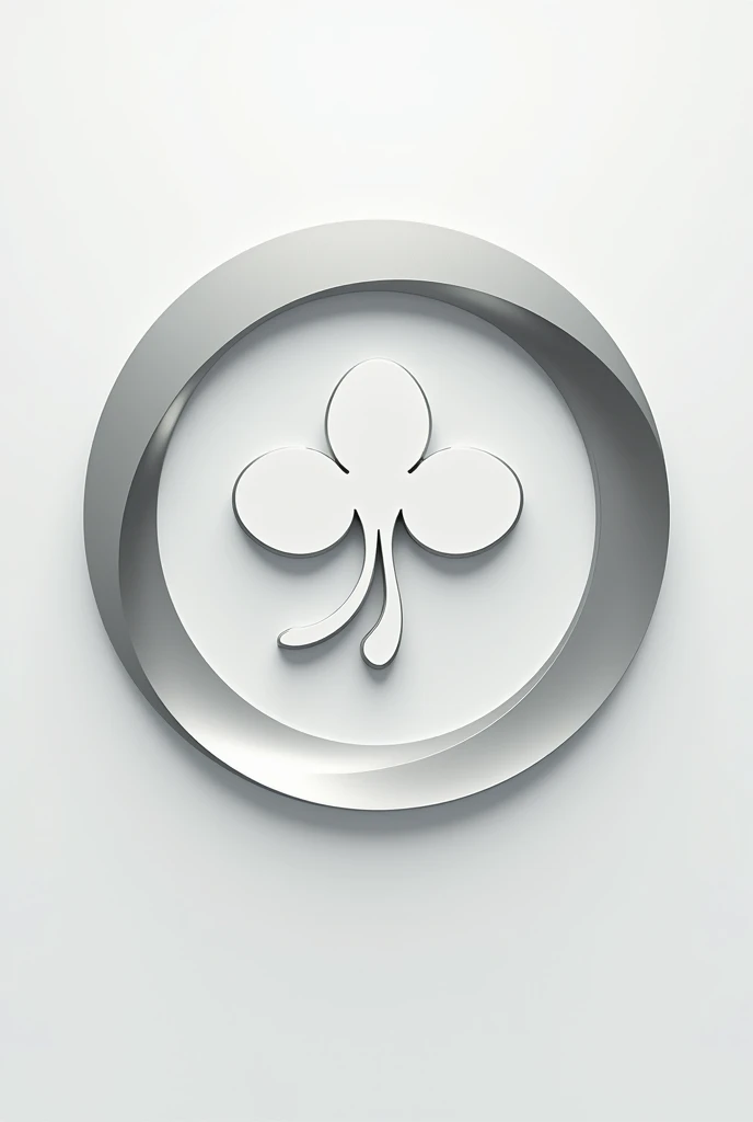 generate circle, silver with white colour, add a logo like 3 leaf clover