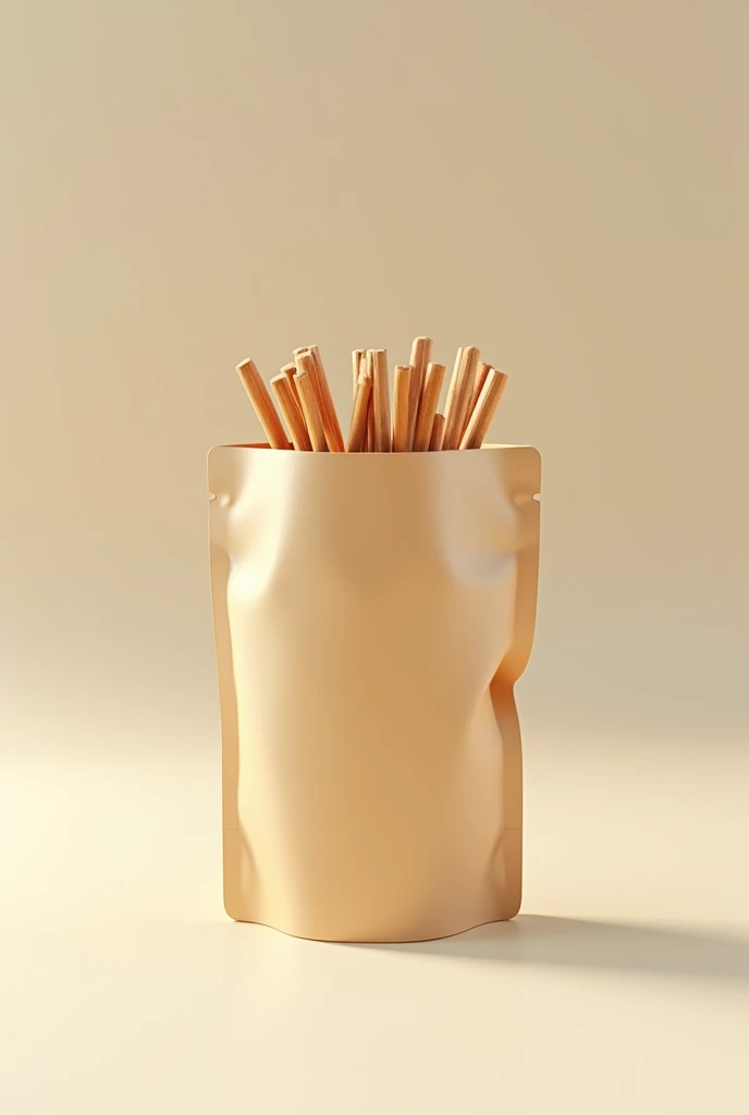 Make me a doypack bag filled with small sticks to eat
