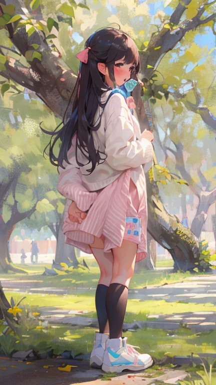 Highest quality, Very detailed, ,((blush)),((((Backwards)))),Stick your butt out、Show me your ass、、Looking up at the sky、Thong、On all fours、On a park bench、turn around、dizzy、be patient、Used condoms scattered around,Biting a condom