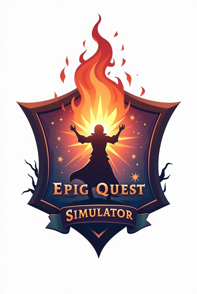 Game logo with name (Epic Quest Simulator) (With a completely white background) remember RPG GAME With magic