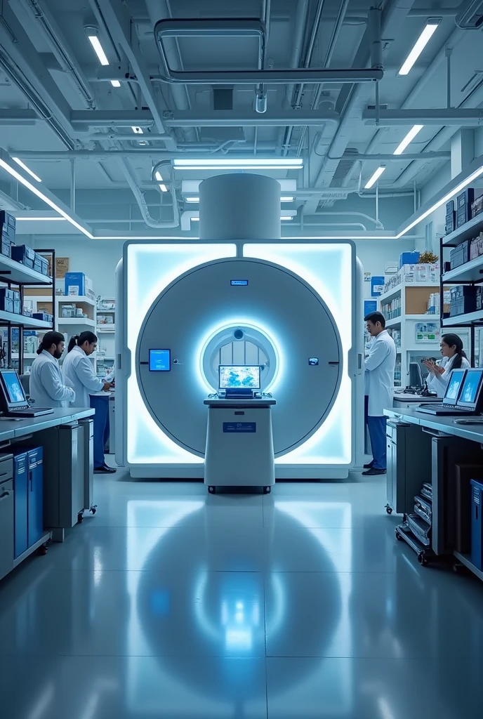 Magnetic resonance imaging equipment in a pharmaceutical chemistry laboratory