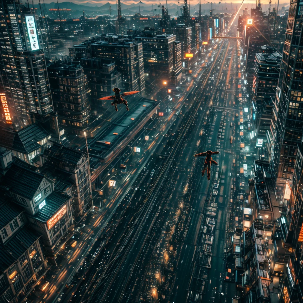 xuer flies over, (sexy race qeen), (dramatic, gritty, intense:1.4), city, raiding,
motor cycle, curved colorful horizon
