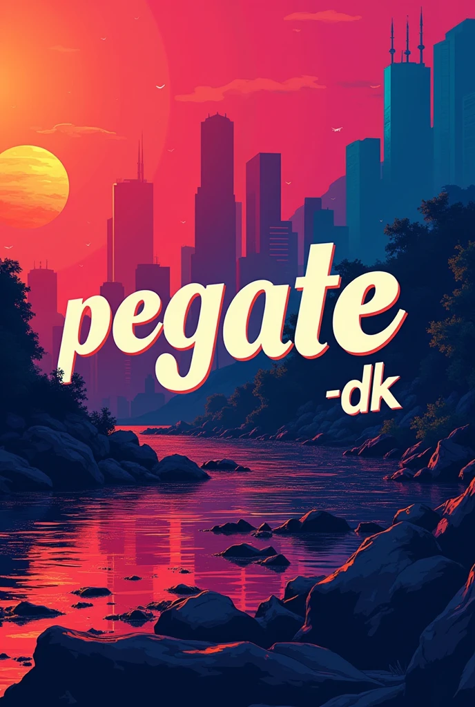 A cover of a reggaeton song, that does not involve people, Abstract style must have a text that states "Pegate-DK"